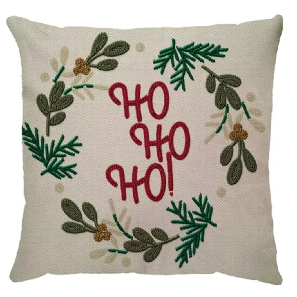 Capa de Almofada Natalina Decoração de Natal Festa Enfeite Papai Noel Renas Boneco de Neve Linho Estampado 43x43cm