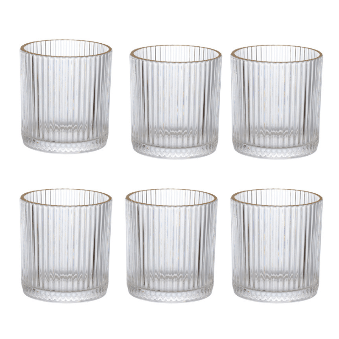 Jogo 6 Copos Baixos Whisky com Borda Dourada 320ml