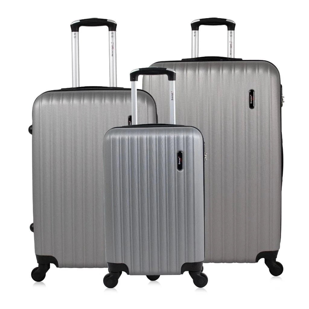 Kit mala de viagem ABS pequena 10kg, média e grande 4 rodas 360º Londres Swiss Move