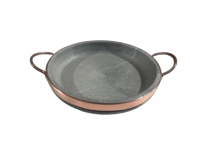 Frigideira De Pedra Sabão 24 Cm Com Tampa De Vidro